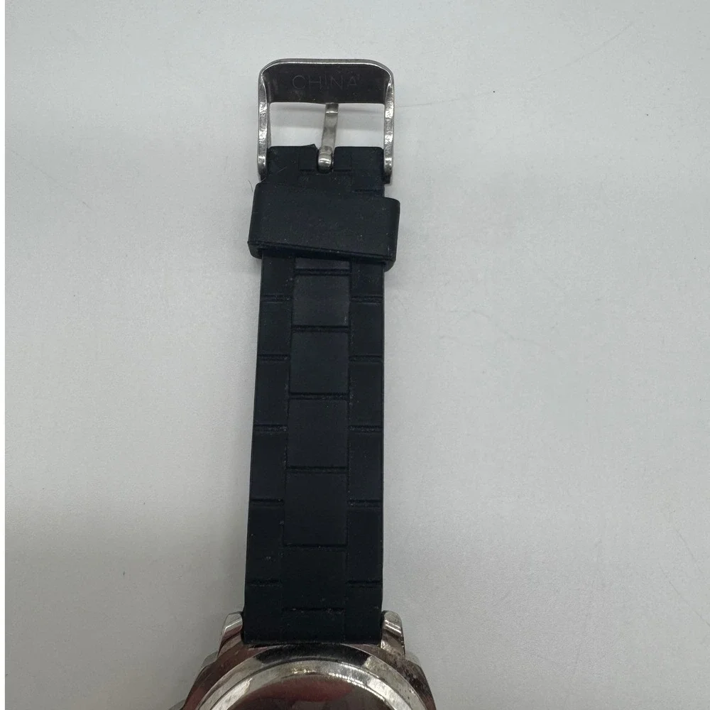 Disney Mickey Mouse Accutime Watch Corp MK1080 Silver Dial Black Rubber Strap
